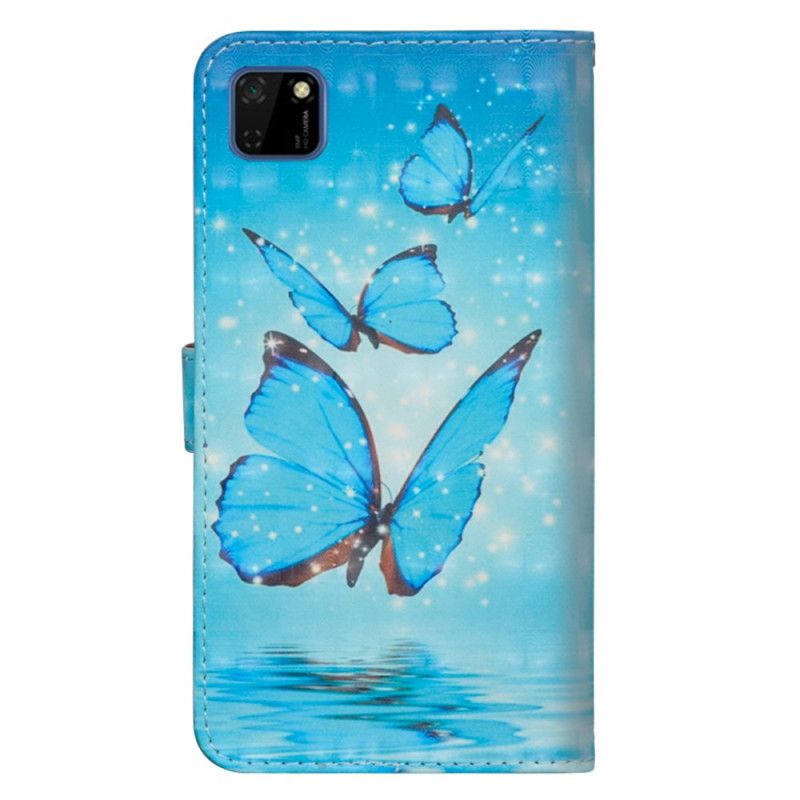 Housse Huawei Y5p Papillons Bleus Volants