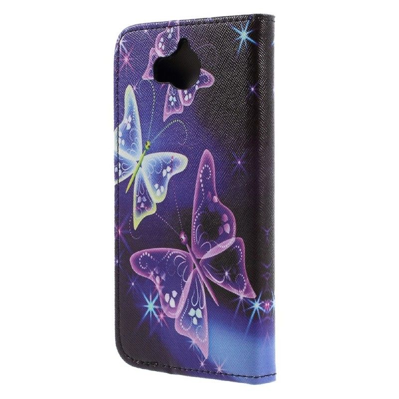 Étui Housse Huawei Y6 2017 Papillon Coloré