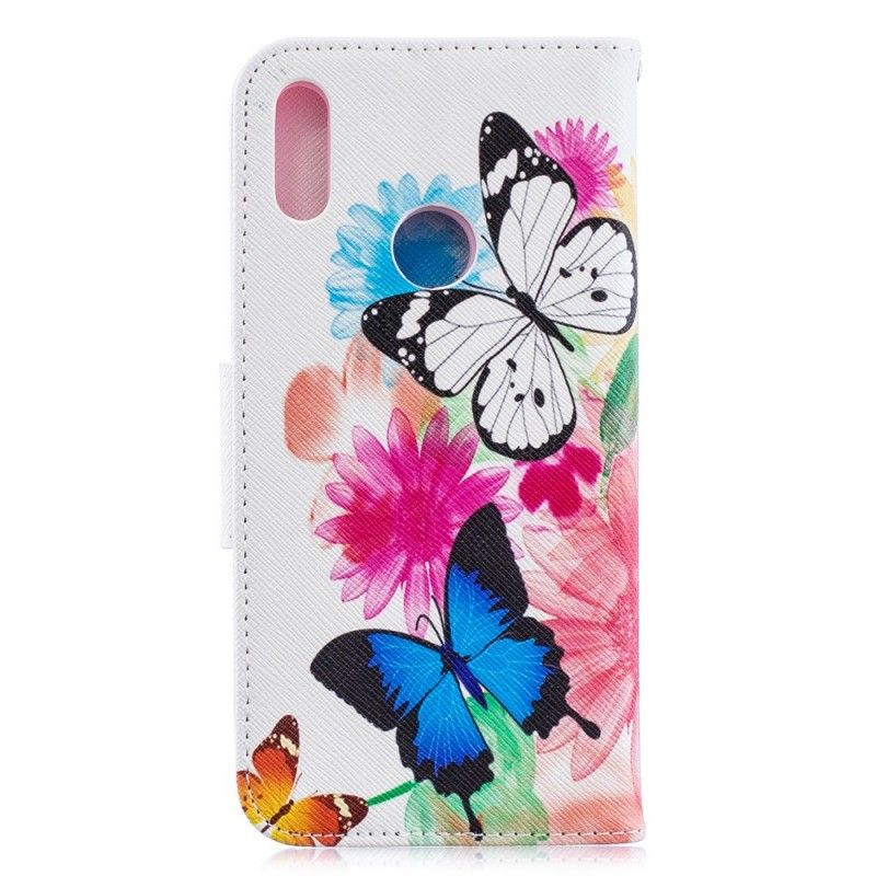 Housse Huawei Y6 2019 Papillons Et Fleurs Peints