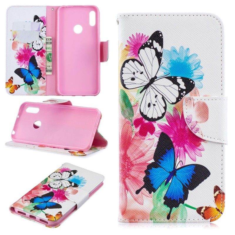 Housse Huawei Y6 2019 Papillons Et Fleurs Peints