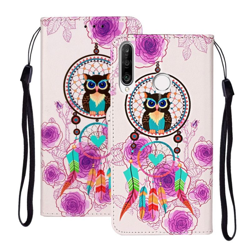 Housse Huawei Y6p Attrape Rêves Hibou Avec Fleurs