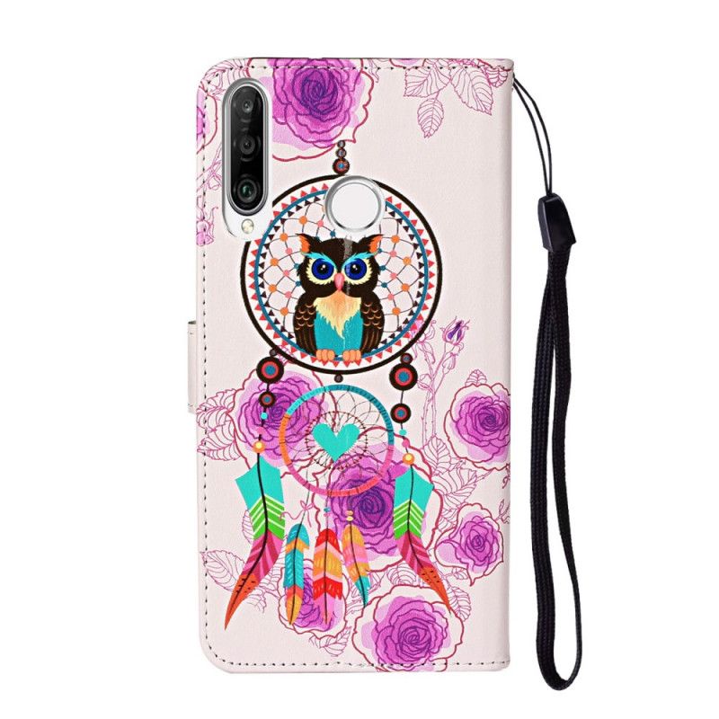 Housse Huawei Y6p Attrape Rêves Hibou Avec Fleurs