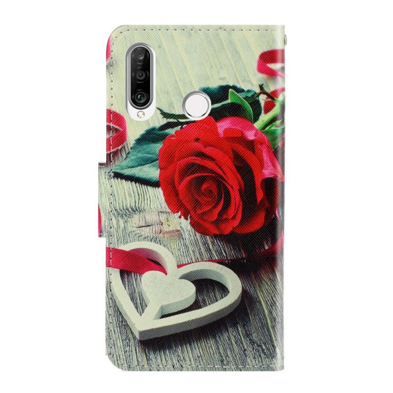 Étui Housse Huawei Y6p Rose Romantique À Lanière