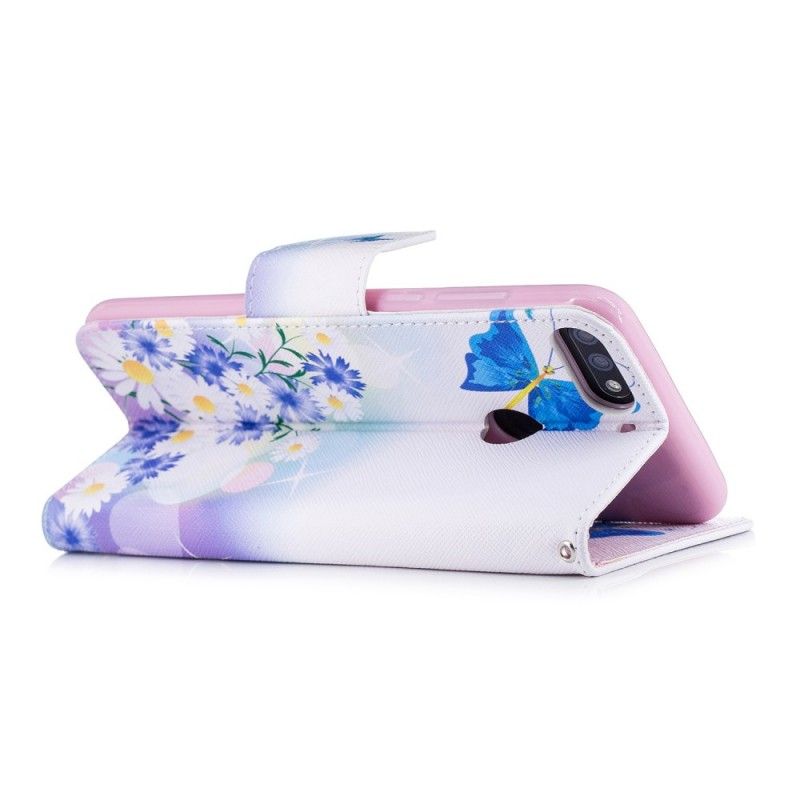 Housse Huawei Y7 2018 Papillons Et Fleurs Peints