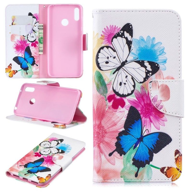 Housse Huawei Y7 2019 Papillons Et Fleurs Peints