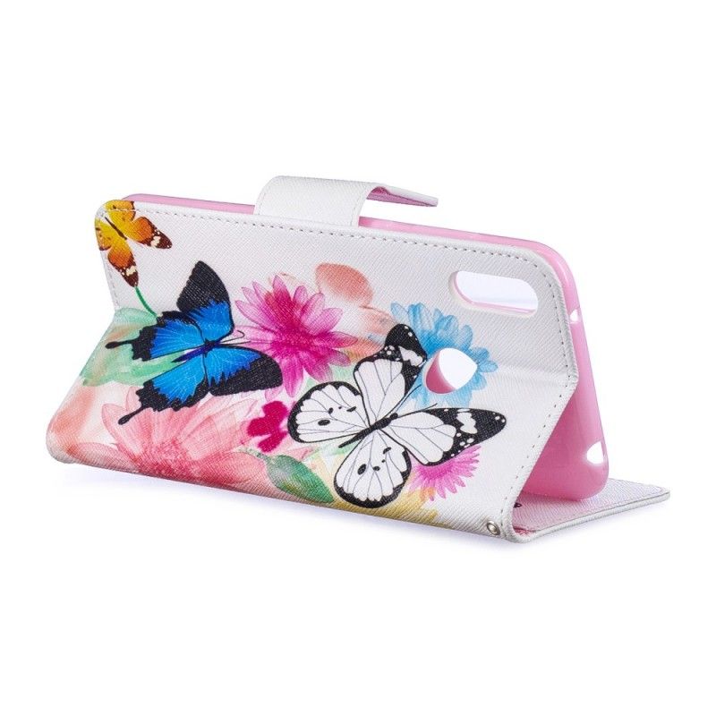 Housse Huawei Y7 2019 Papillons Et Fleurs Peints