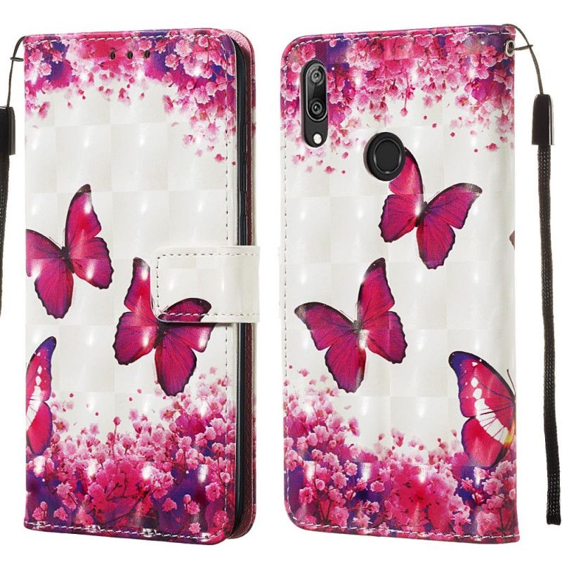 Housse Huawei Y7 2019 Papillons Rouges Effet 3d