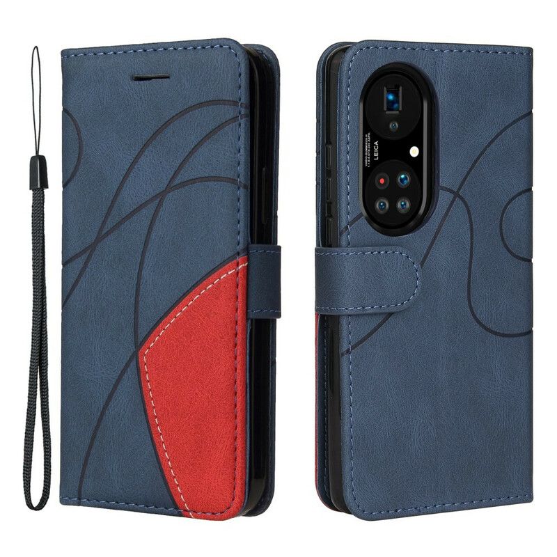 Housse Pour Huawei P50 Pro Simili Cuir Bicolore Signature