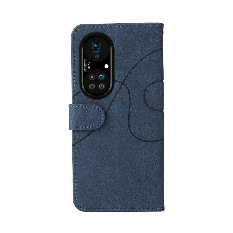 Housse Pour Huawei P50 Pro Simili Cuir Bicolore Signature