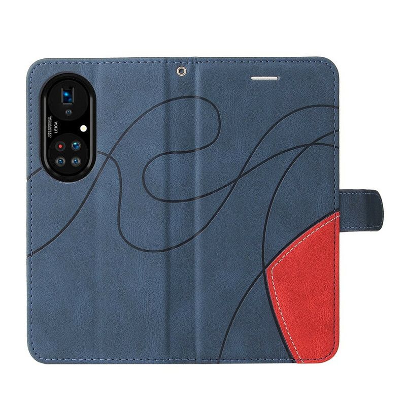 Housse Pour Huawei P50 Pro Simili Cuir Bicolore Signature