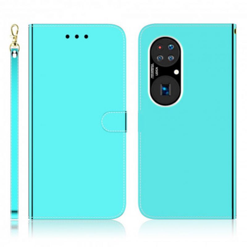 Housse Pour Huawei P50 Pro Simili Cuir Couverture Miroir