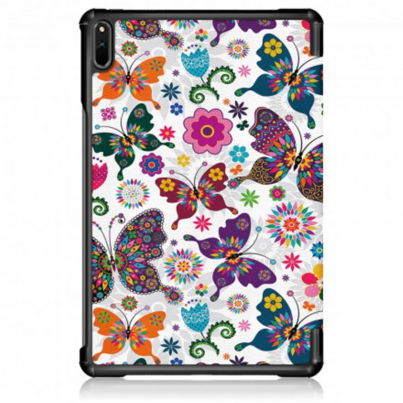 Smart Case Coque Huawei MatePad 11 (2021) Renforcée Papillons Et Fleurs Rétros