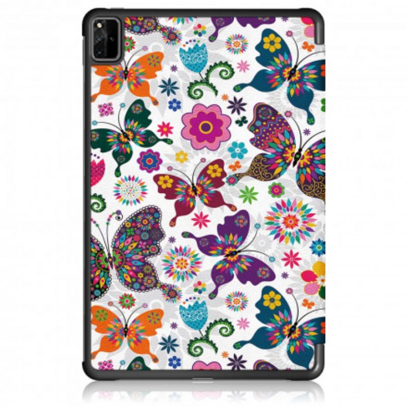 Smart Case Coque Huawei MatePad Pro 12.6 (2021) Renforcée Papillons Et Fleurs Rétros