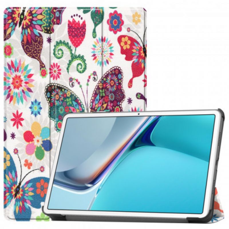 Smart Case Coque Pour Huawei MatePad 11 (2021) Papillons Et Fleurs Rétros