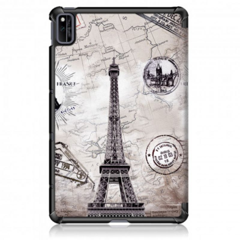 Smart Case Coque Pour Huawei MatePad New Renforcée Tour Eiffel Rétro