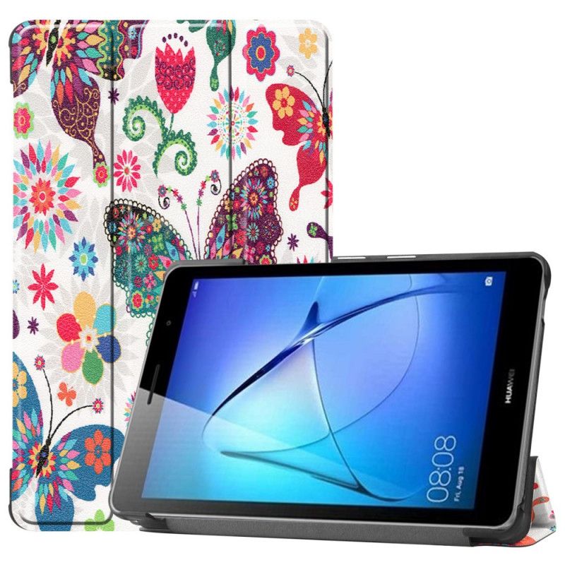 Smart Case Huawei Matepad T 8 Papillons Et Fleurs Rétros
