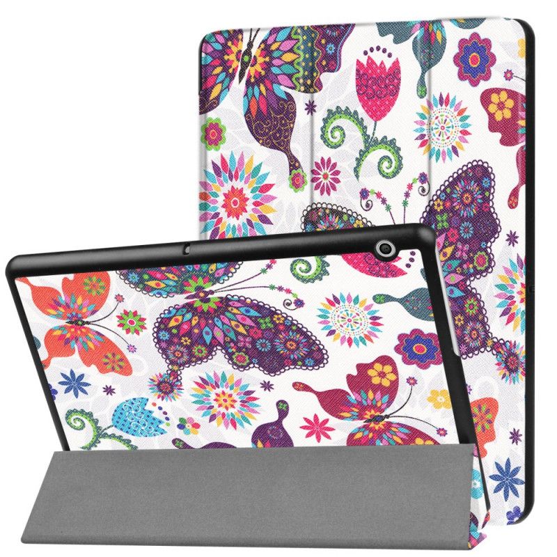 Smart Case Huawei Mediapad T3 10 Papillons Et Fleurs Rétros