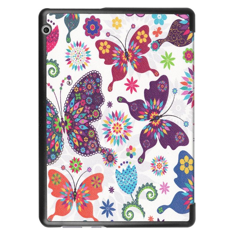 Smart Case Huawei Mediapad T3 10 Papillons Et Fleurs Rétros