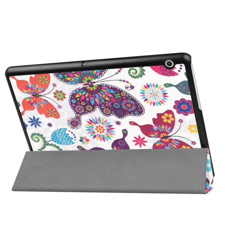 Smart Case Huawei Mediapad T3 10 Papillons Et Fleurs Rétros