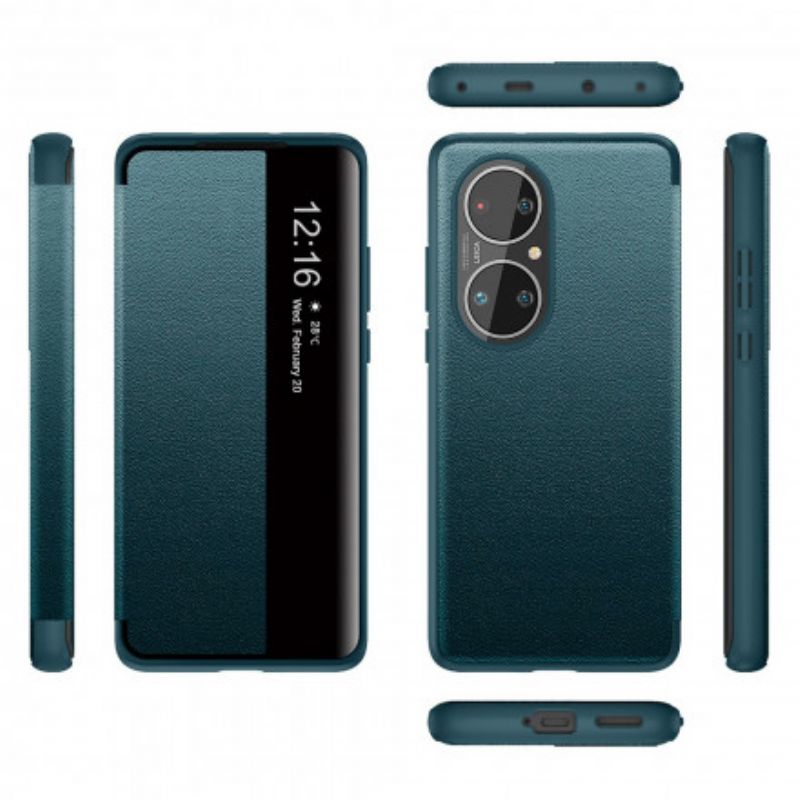 View Cover Coque Huawei P50 Pro Simili Cuir Texturé