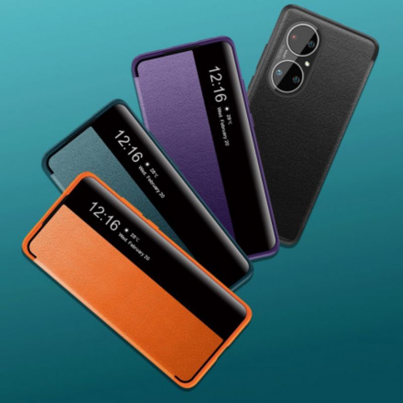 View Cover Coque Huawei P50 Pro Simili Cuir Texturé