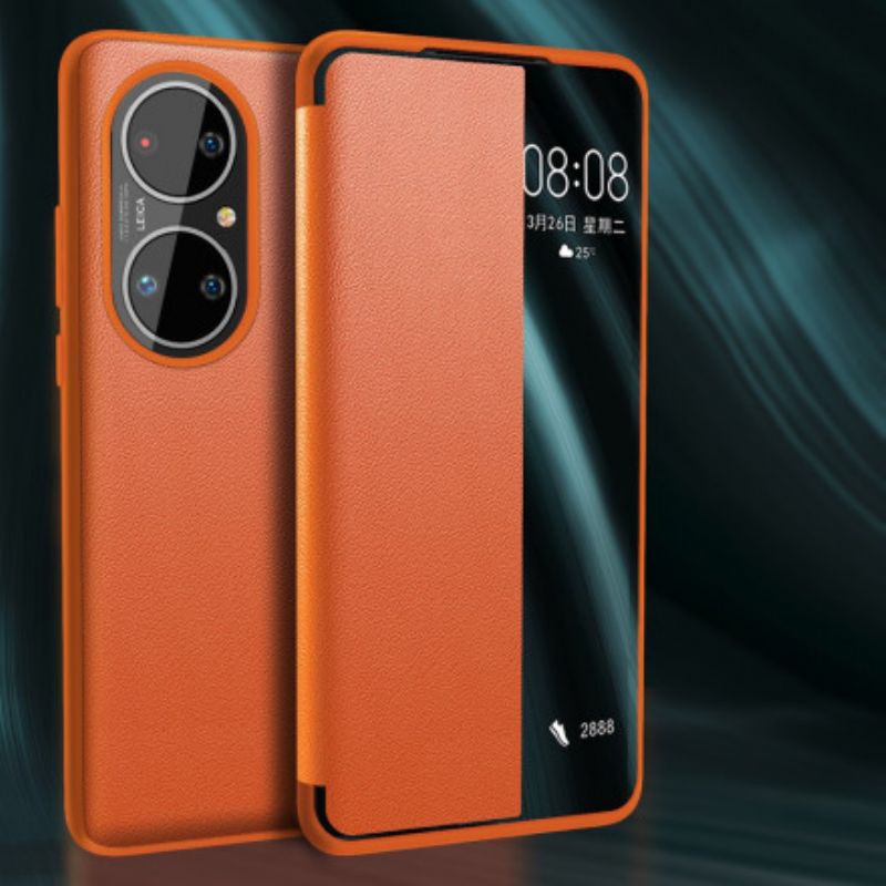 View Cover Coque Huawei P50 Pro Simili Cuir Texturé