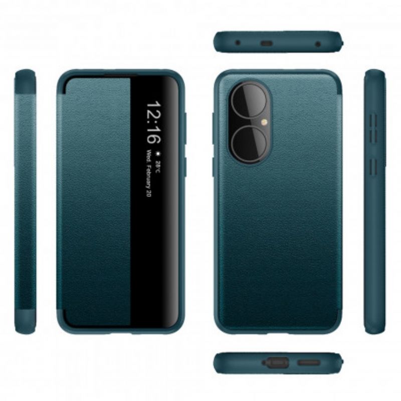 View Cover Coque Huawei P50 Simili Cuir Texturé