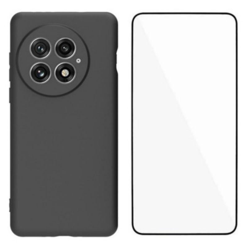 Coque 2-en-1 OnePlus 13 Silicone Mat avec Protecteur Écran en Verre Trempé