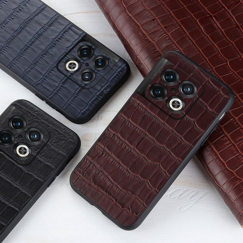 Coque OnePlus 10 Pro 5G Cuir Véritable Texture Crocodile