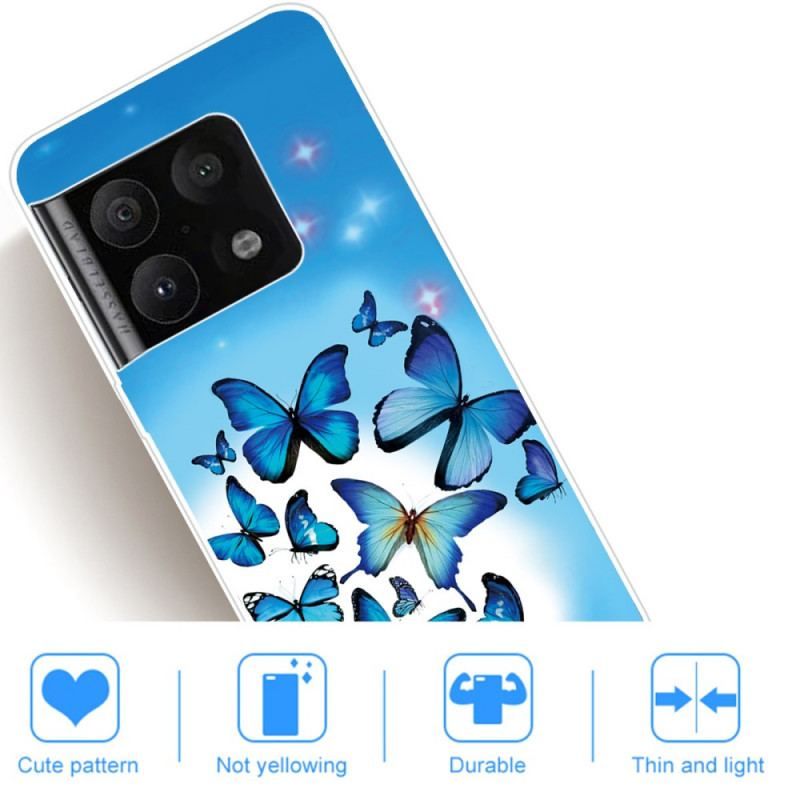 Coque OnePlus 10 Pro 5G Vol de Papillons Bleus