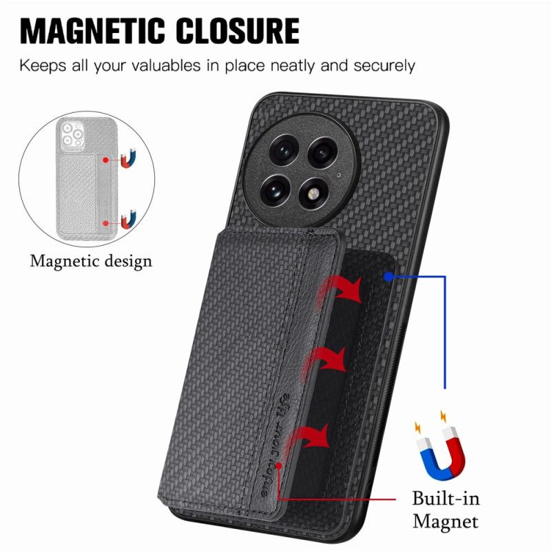 Coque OnePlus 13 Fibre Carbone Porte-Cartes Magnétique
