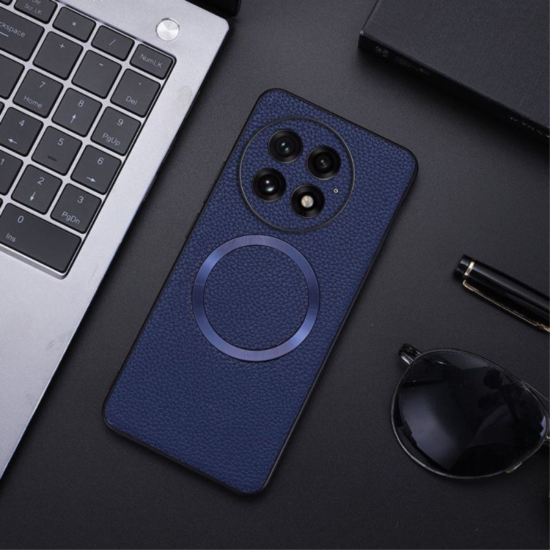 Coque OnePlus 13 Simili Cuir Texturé Compatible MagSafe