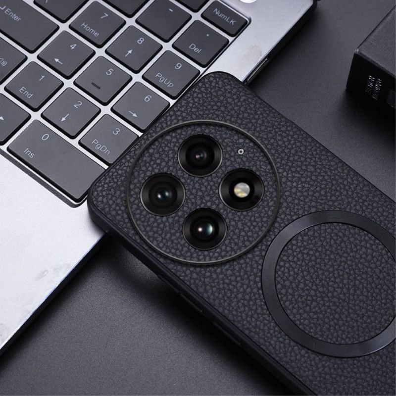 Coque OnePlus 13 Simili Cuir Texturé Compatible MagSafe