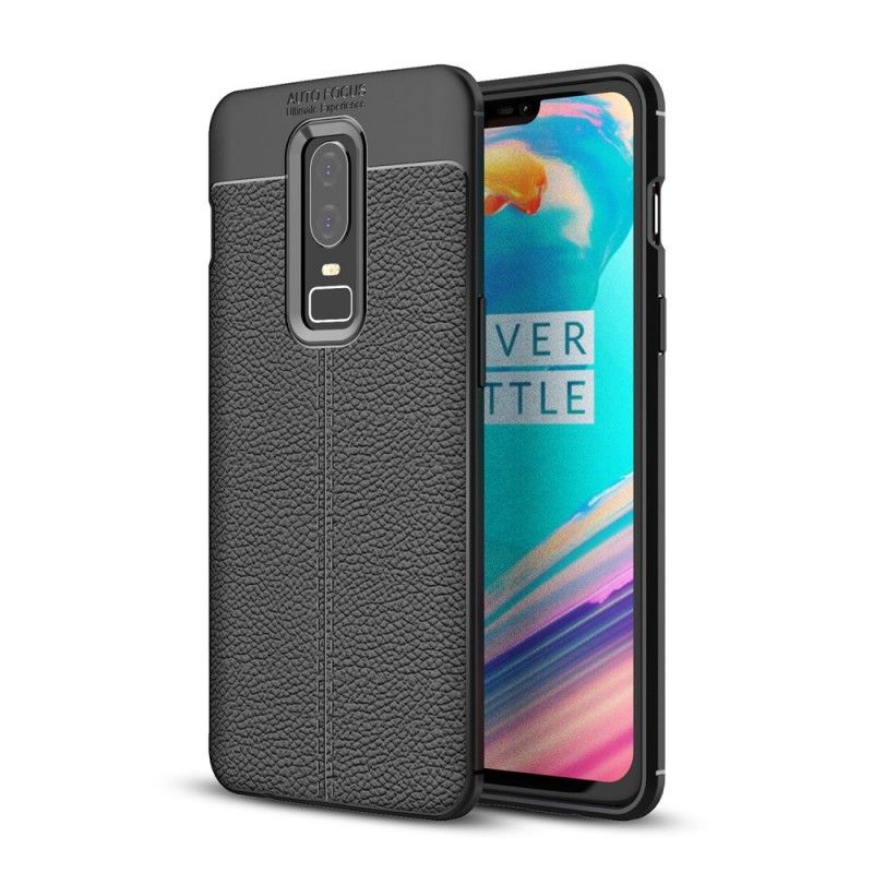 Coque Oneplus 6 Effet Cuir Litchi Double Line