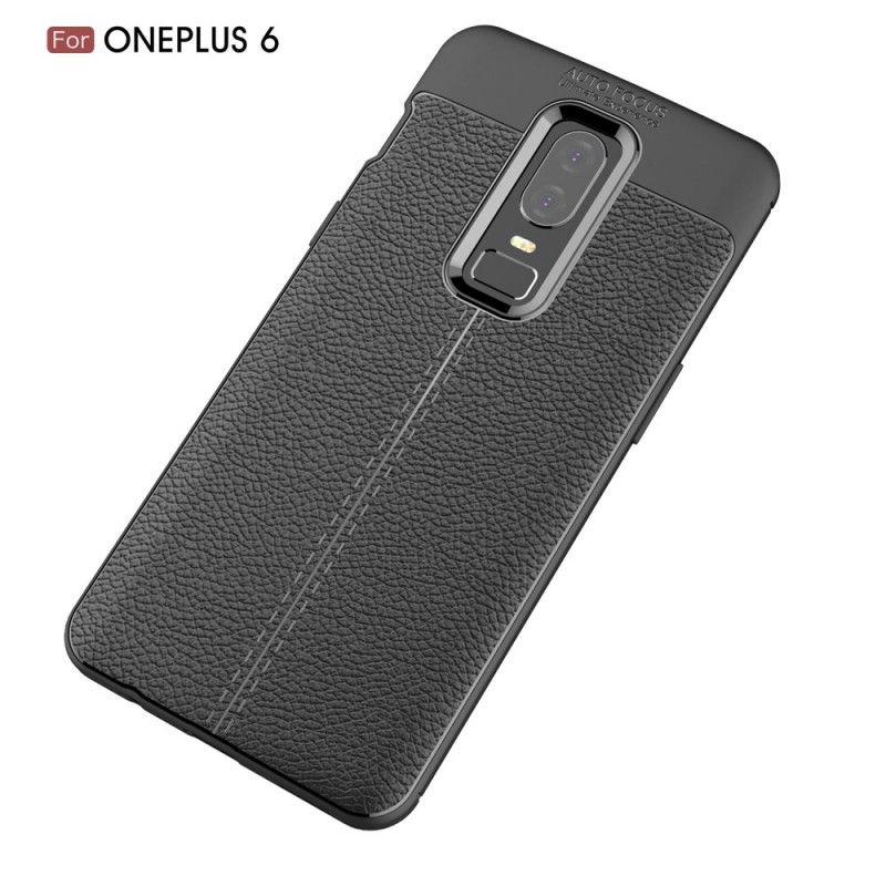 Coque Oneplus 6 Effet Cuir Litchi Double Line