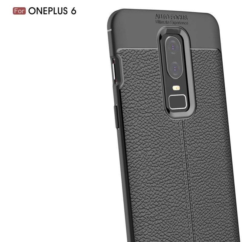 Coque Oneplus 6 Effet Cuir Litchi Double Line