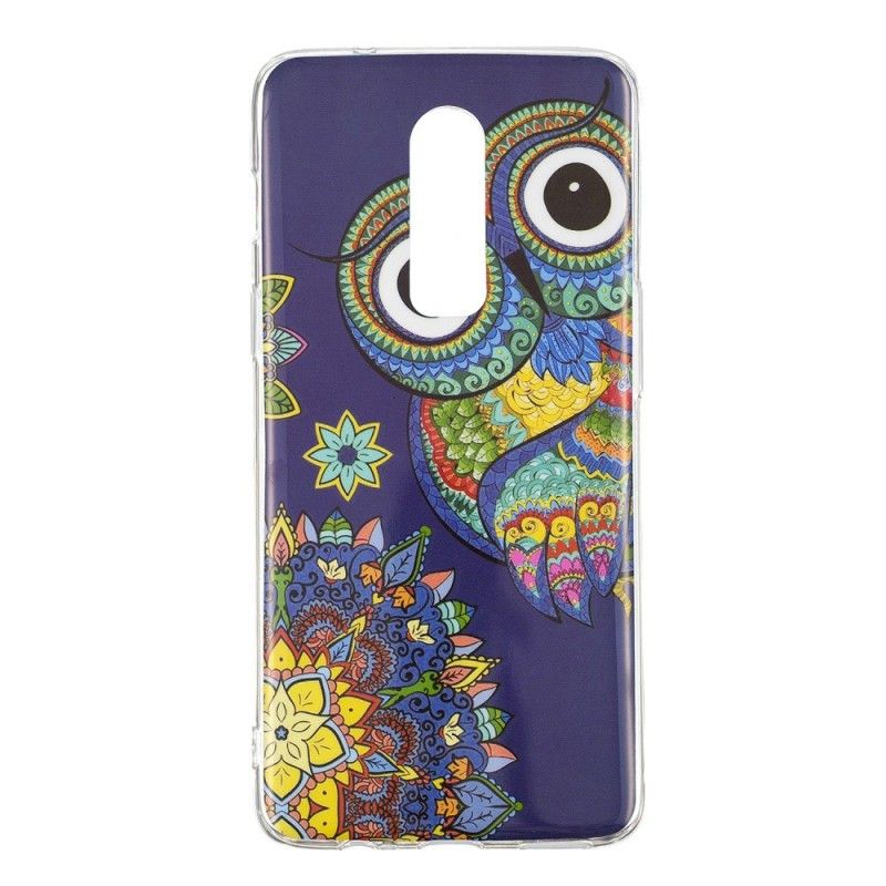 Coque Oneplus 6 Hibou Mandala Fluorescente