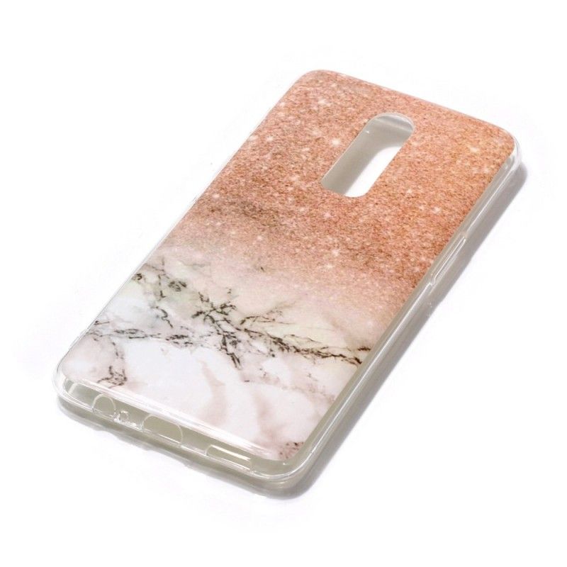 Coque Oneplus 6 Marbre Paillettes