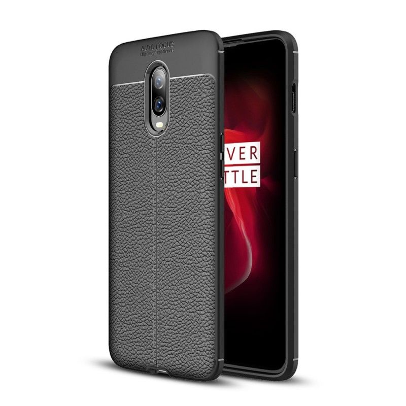 Coque Oneplus 6t Effet Cuir Litchi Double Line