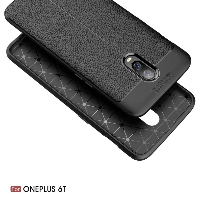 Coque Oneplus 6t Effet Cuir Litchi Double Line