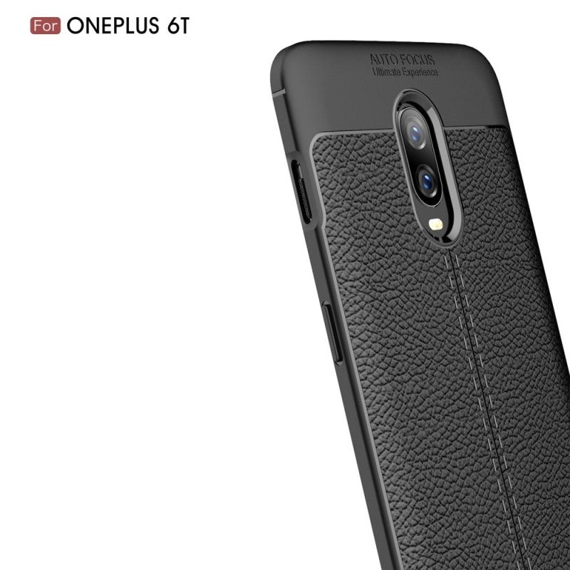 Coque Oneplus 6t Effet Cuir Litchi Double Line