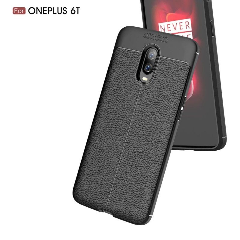 Coque Oneplus 6t Effet Cuir Litchi Double Line