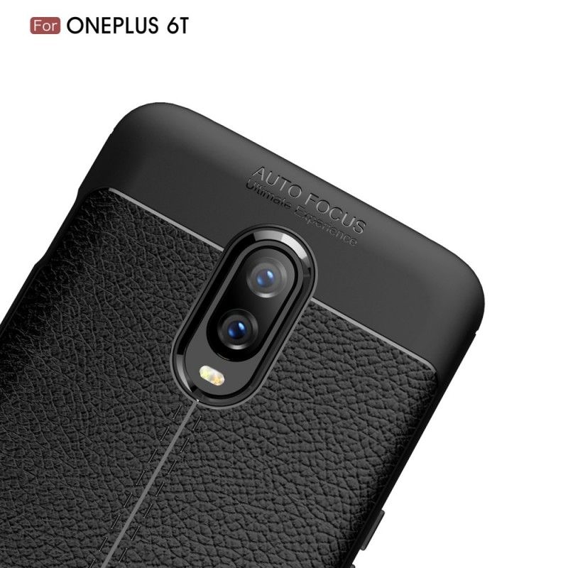 Coque Oneplus 6t Effet Cuir Litchi Double Line