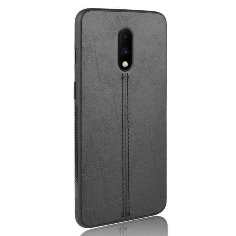 Coque Oneplus 7 Effet Cuir Couture