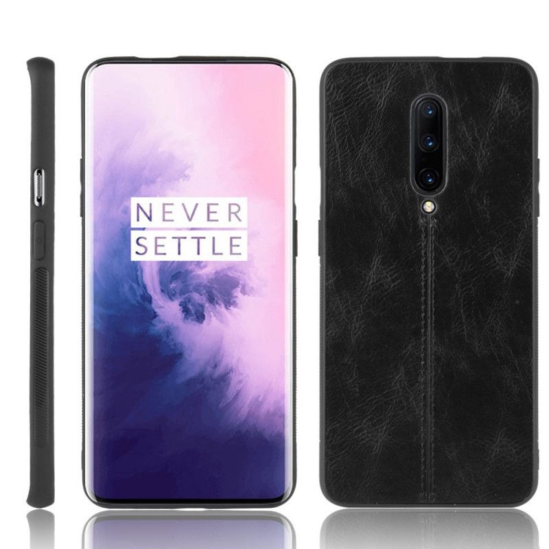 Coque Oneplus 7 Pro Effet Cuir Couture