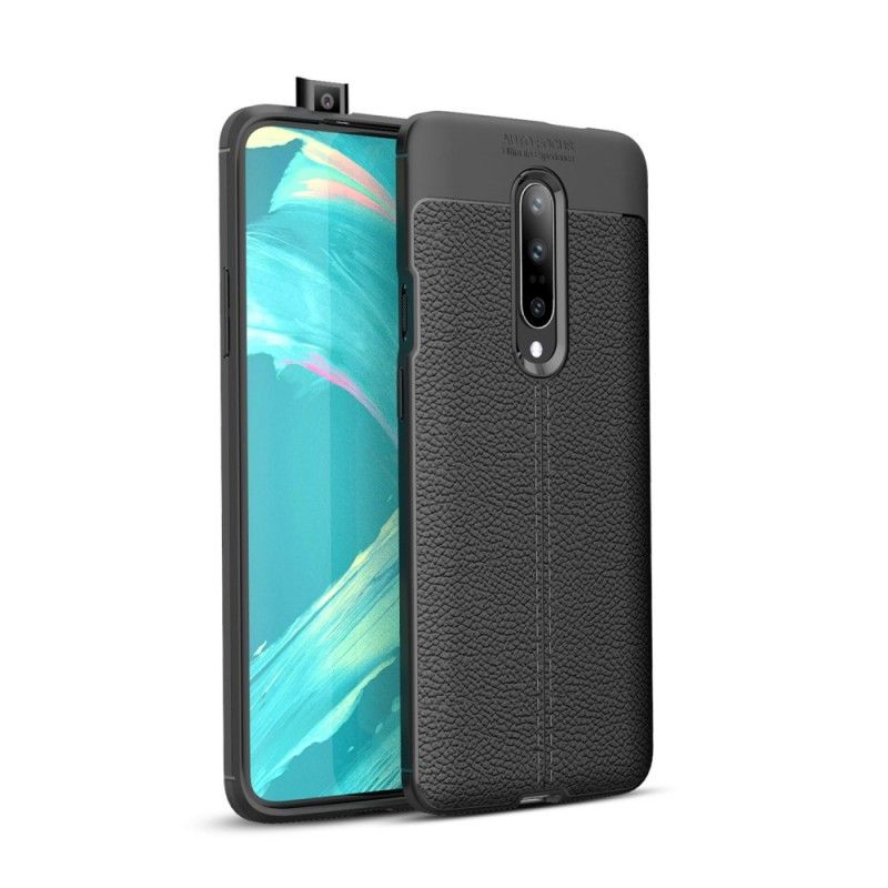 Coque Oneplus 7 Pro Effet Cuir Litchi Double Line