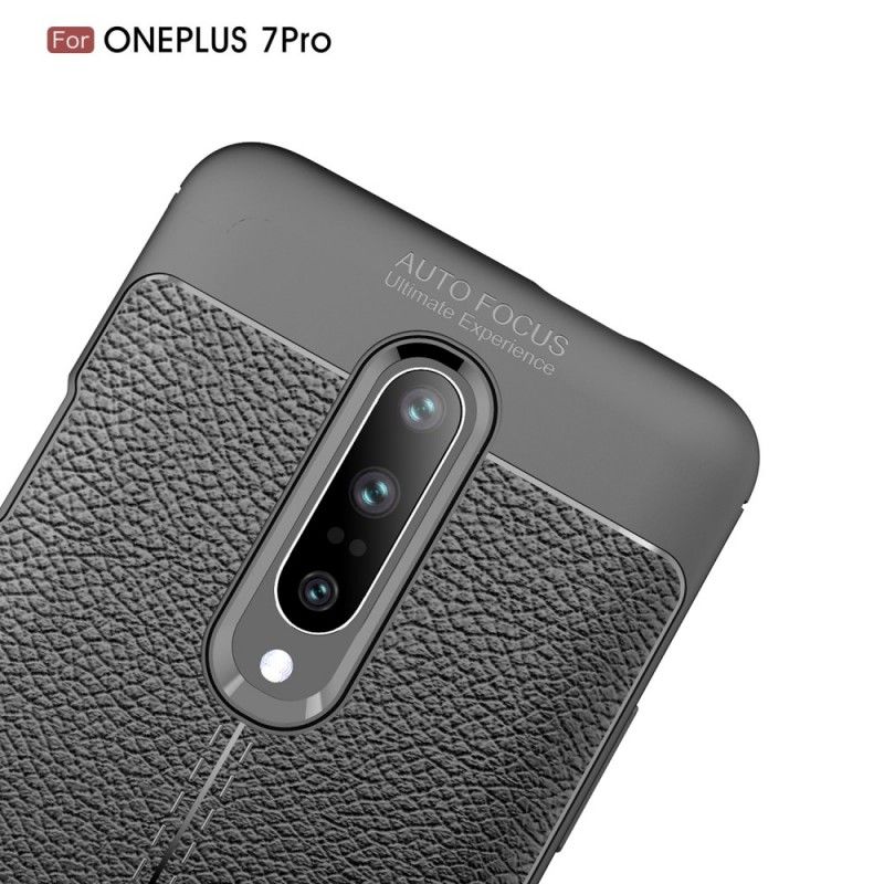 Coque Oneplus 7 Pro Effet Cuir Litchi Double Line