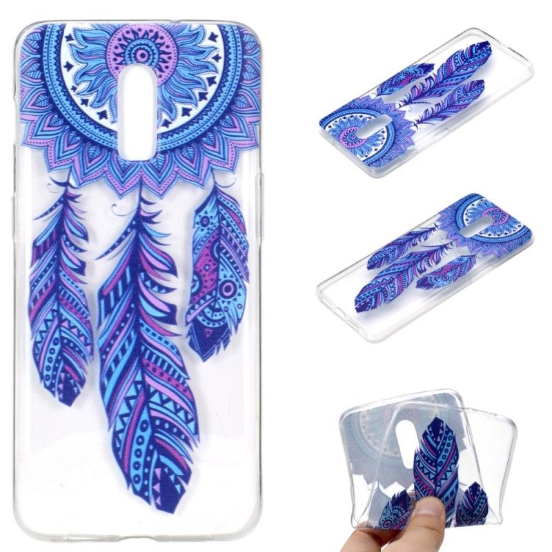 Coque Oneplus 7 Transparente Attrape Rêves Plumes Bleues