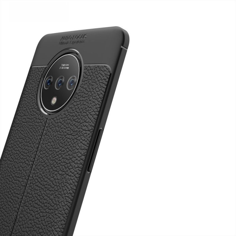 Coque Oneplus 7t Effet Cuir Litchi Double Line