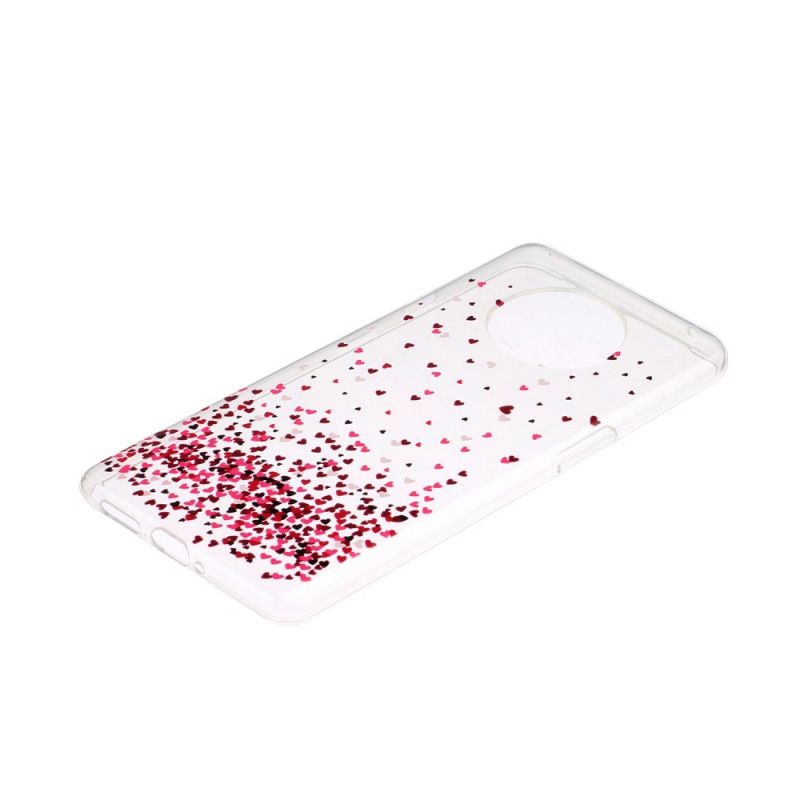 Coque Oneplus 7t Transparente Multiples Coeurs Rouges